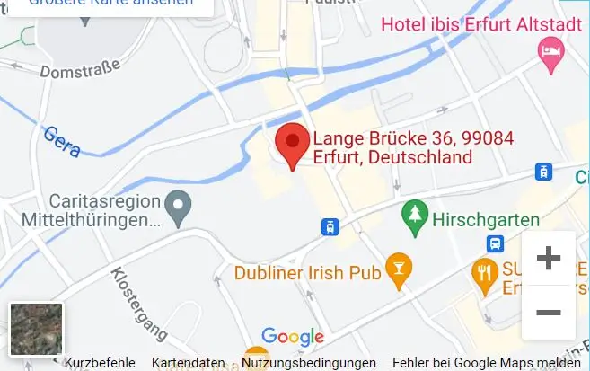 Kartenausschnitt: Hautarztpraxis Lange Brücke 36, 99084 Erfurt – bei Google Maps öffnen